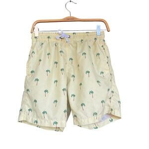 Trunks Surf & Swim Co Shorts Mens Small Yellow Palm Tree Swim Trunks Mesh Lined